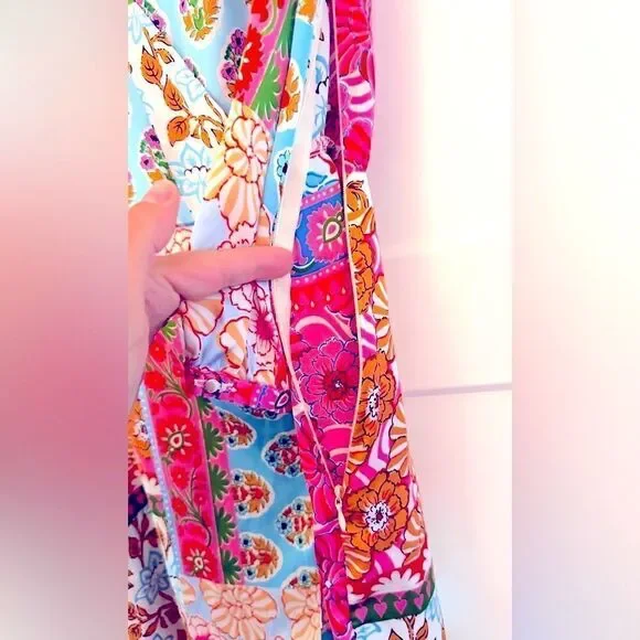 ZARA SATIN PATCHWORK PRINT DRESS - Picture 11 of 11